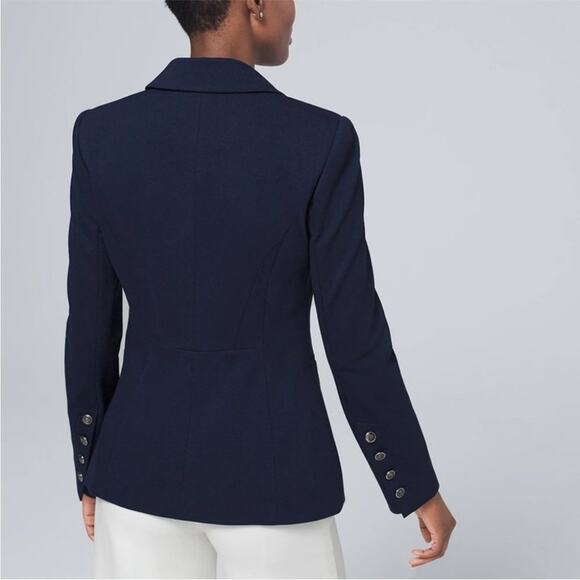 White House Black Market Navy Blue Military Button Blazer Jacket 0 570277166 - Picture 2 of 16